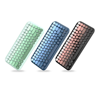 MOFII Hot Sale Compact Mini 84-Keys Keyboards Round Retro Woman Girl Wireless BT Cute Colorful Keyboard